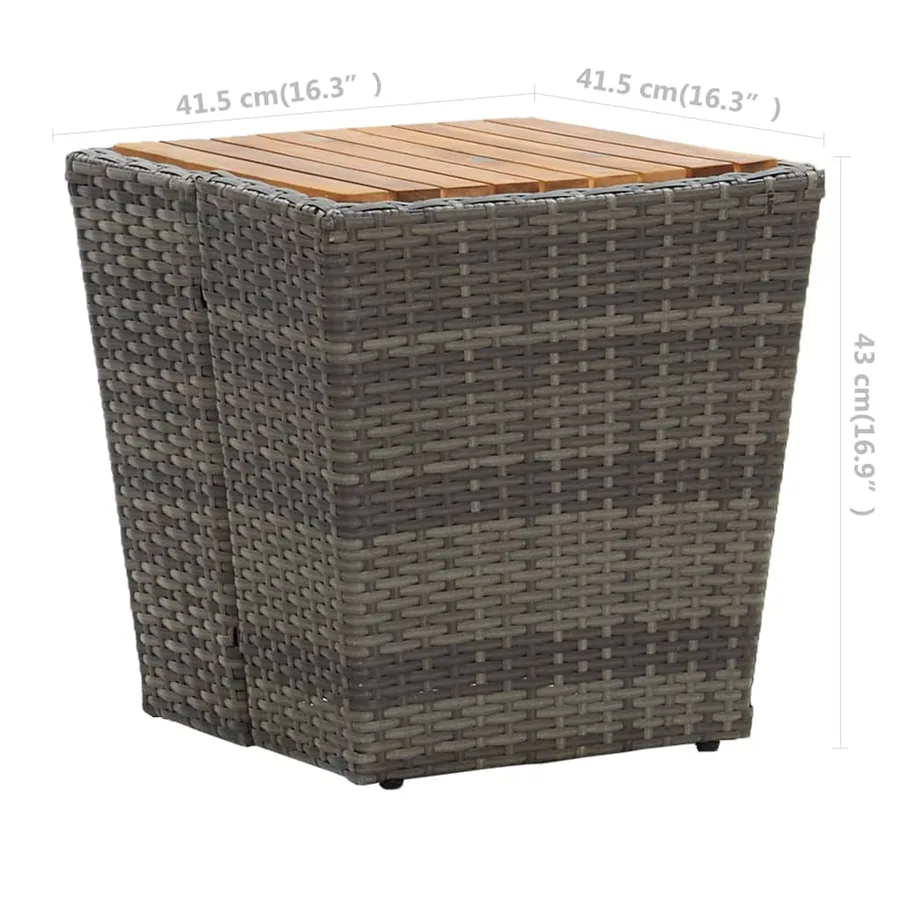 Ensemble de bistro de jardin 3pcs Résine tressée et acacia Gris - 13