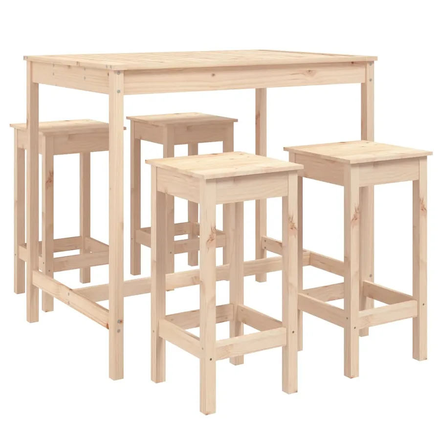 Ensemble de bar de jardin 5 pcs bois de pin massif - 2