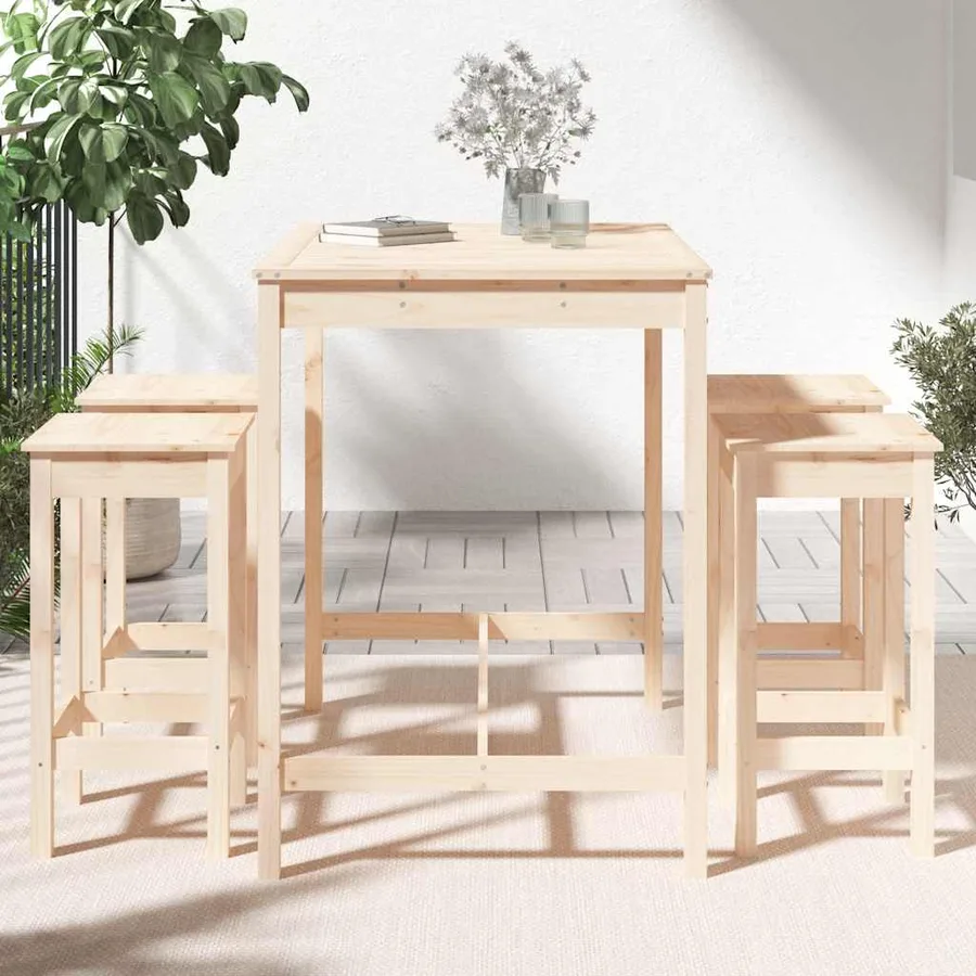 Ensemble de bar de jardin 5 pcs bois de pin massif - 3