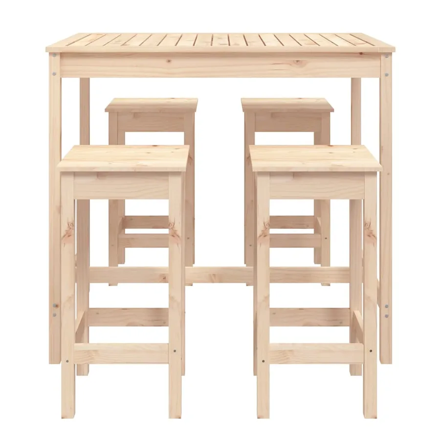 Ensemble de bar de jardin 5 pcs bois de pin massif - 4