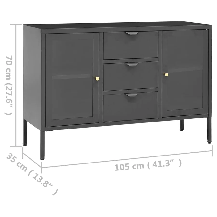 Buffet Anthracite 105x35x70 cm Acier et verre trempé - 11