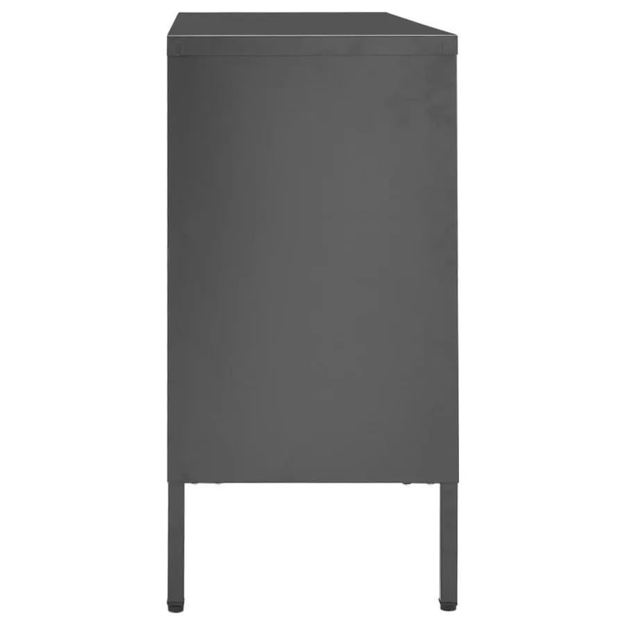 Buffet Anthracite 105x35x70 cm Acier et verre trempé - 4