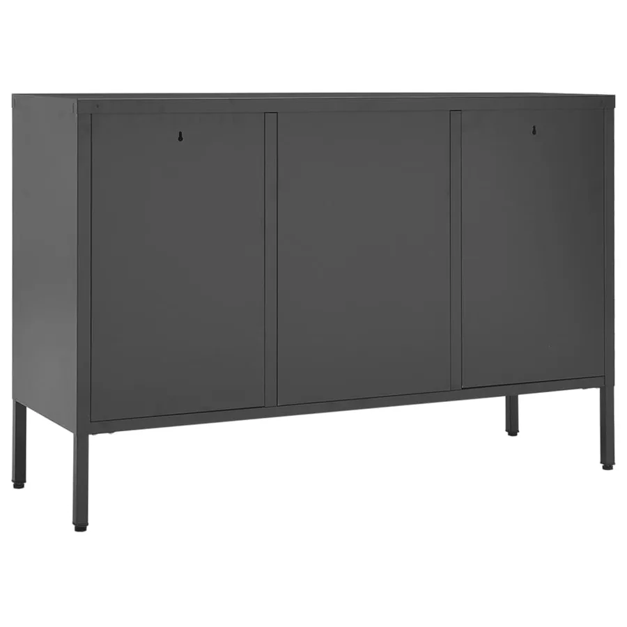 Buffet Anthracite 105x35x70 cm Acier et verre trempé - 5
