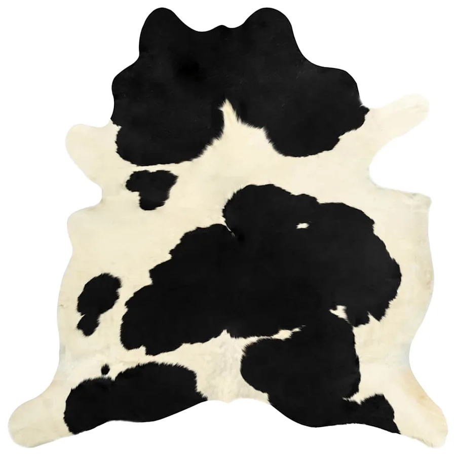 Tapis en peau de vache véritable Noir et blanc 150 x 170 cm - 2