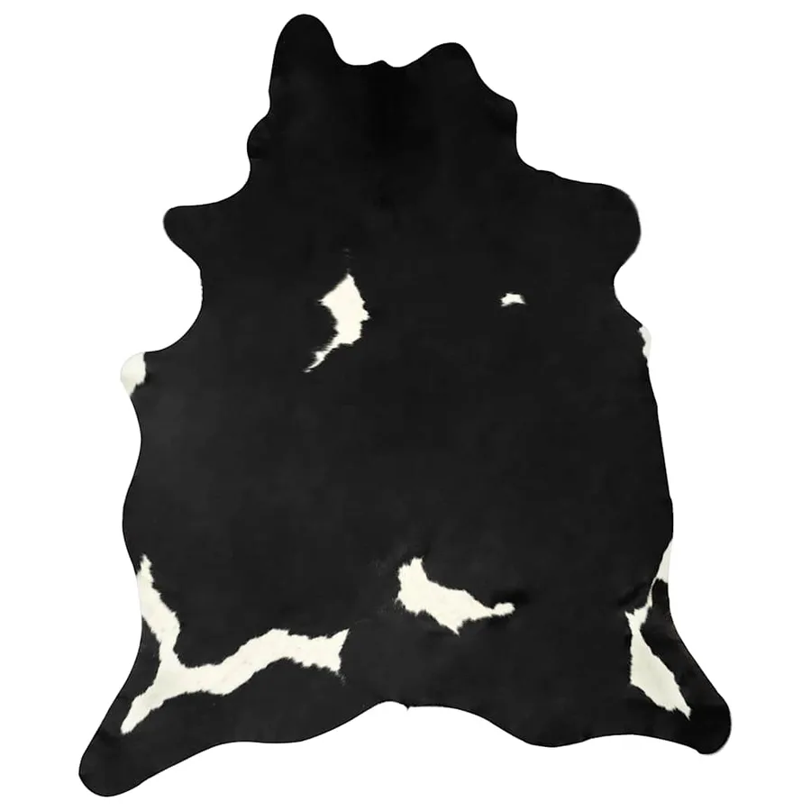 Tapis en peau de vache véritable Noir et blanc 150 x 170 cm - 5