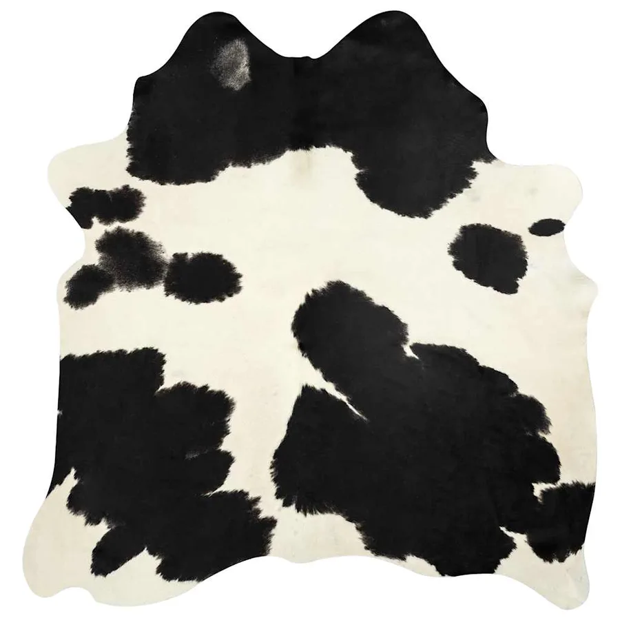 Tapis en peau de vache véritable Noir et blanc 150 x 170 cm - 6