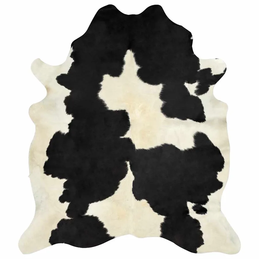 Tapis en peau de vache véritable Noir et blanc 150 x 170 cm - 8