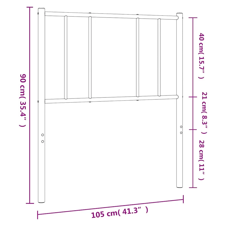 Tête de lit de remplacement métal noir 100 cm - 7