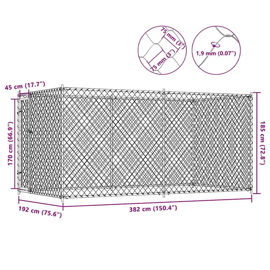 Chenil d'extérieur pour chiens 382x192x185 cm - 8