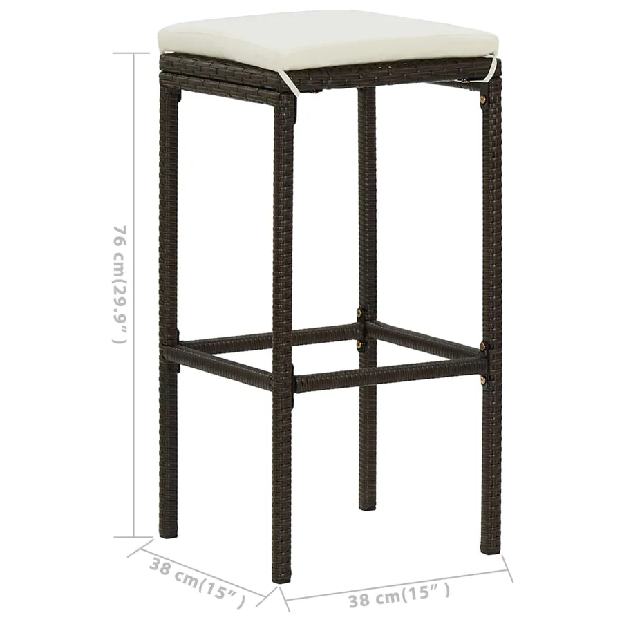 Ensemble de bar de jardin avec coussins 5 pcs Marron - 12