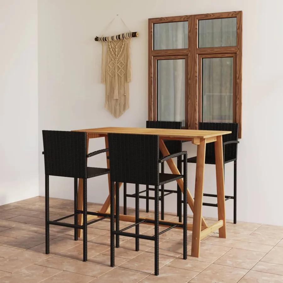 Ensemble de bar de jardin 5 pcs Noir