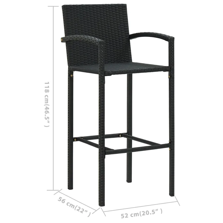 Ensemble de bar de jardin 5 pcs Noir - 11