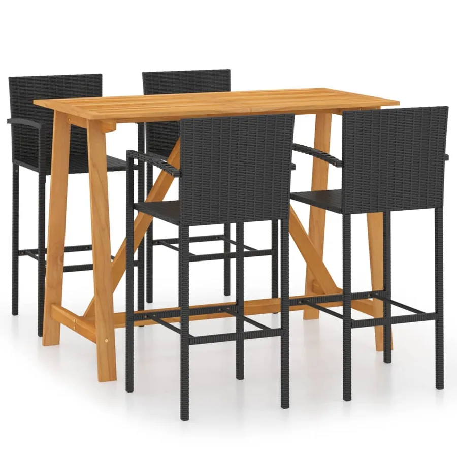 Ensemble de bar de jardin 5 pcs Noir - 2