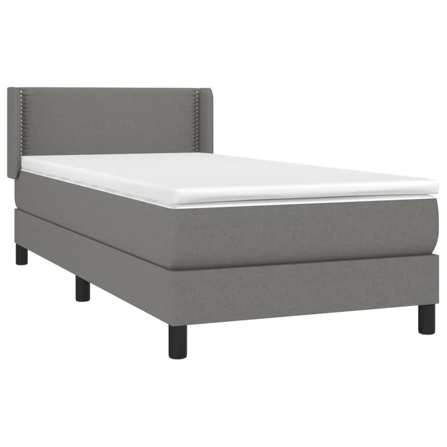 Sommier à lattes de lit et matelas Gris foncé 90x190 cm Tissu - 3