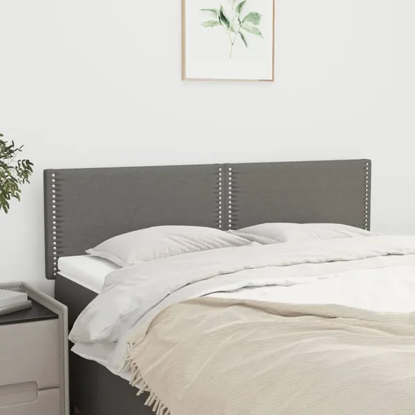 Têtes de lit Gris foncé 144x5x78/88 cm Tissu