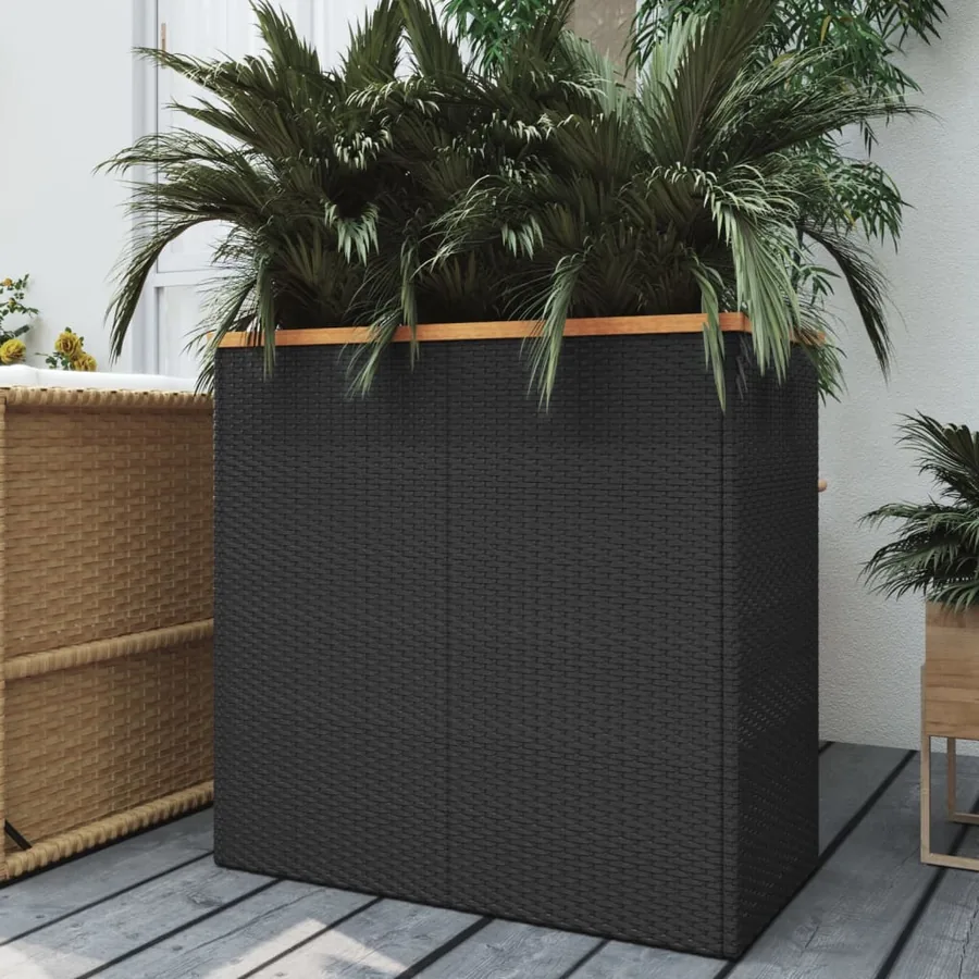 Jardinière noir 80x40x80 cm résine tressée