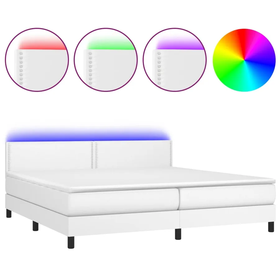Sommier à lattes de lit avec matelas et LED Blanc 200x200 cm - 2