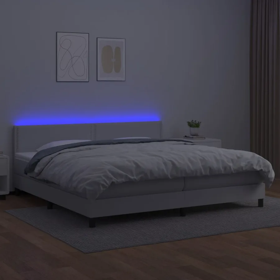 Sommier à lattes de lit avec matelas et LED Blanc 200x200 cm - 4