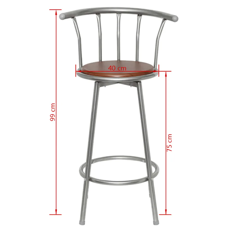 Tabourets de bar lot de 2 marron acier - 5
