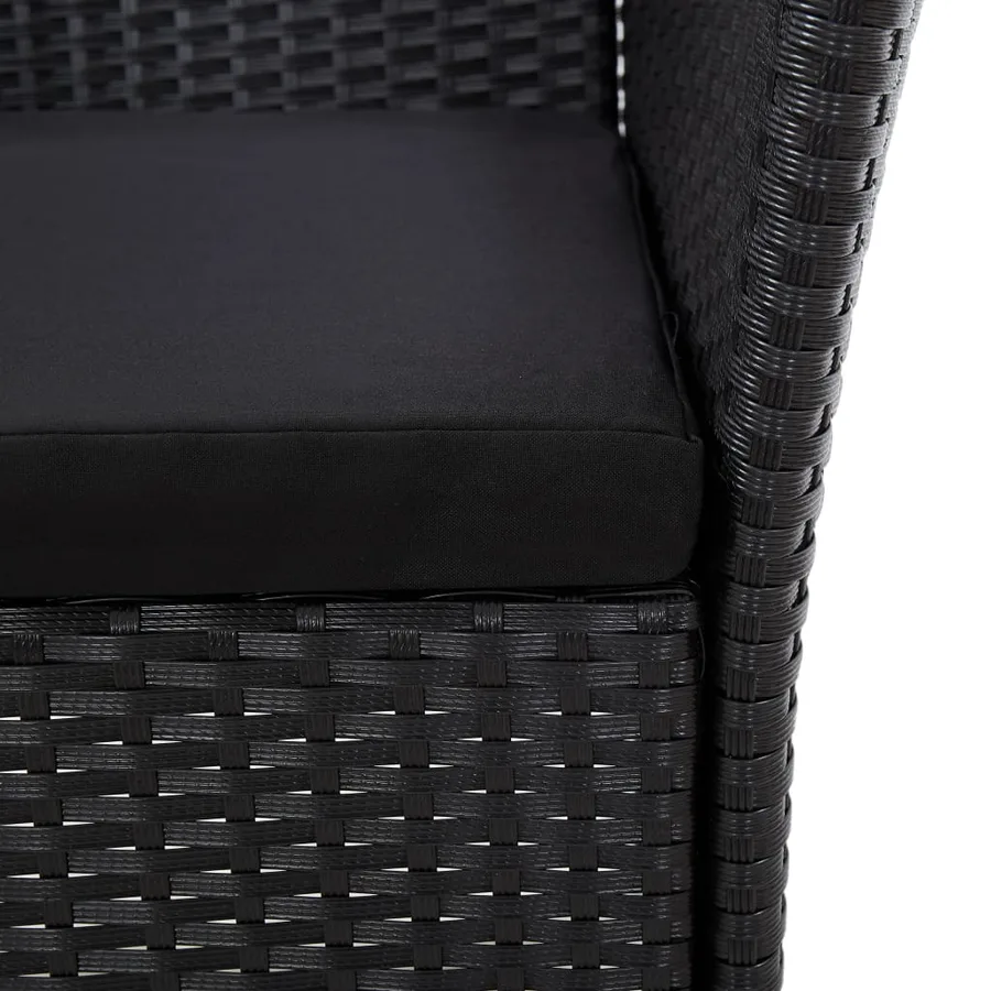 Salon de jardin 5 pcs avec coussins résine tressée noir - 10