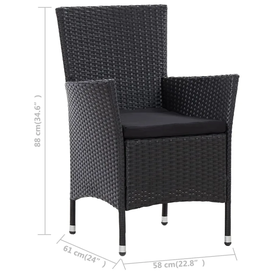 Salon de jardin 5 pcs avec coussins résine tressée noir - 12