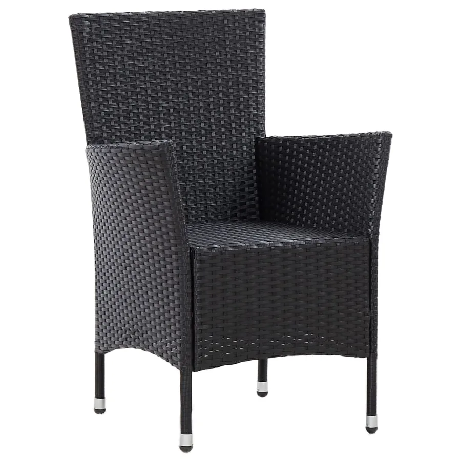 Salon de jardin 5 pcs avec coussins résine tressée noir - 6