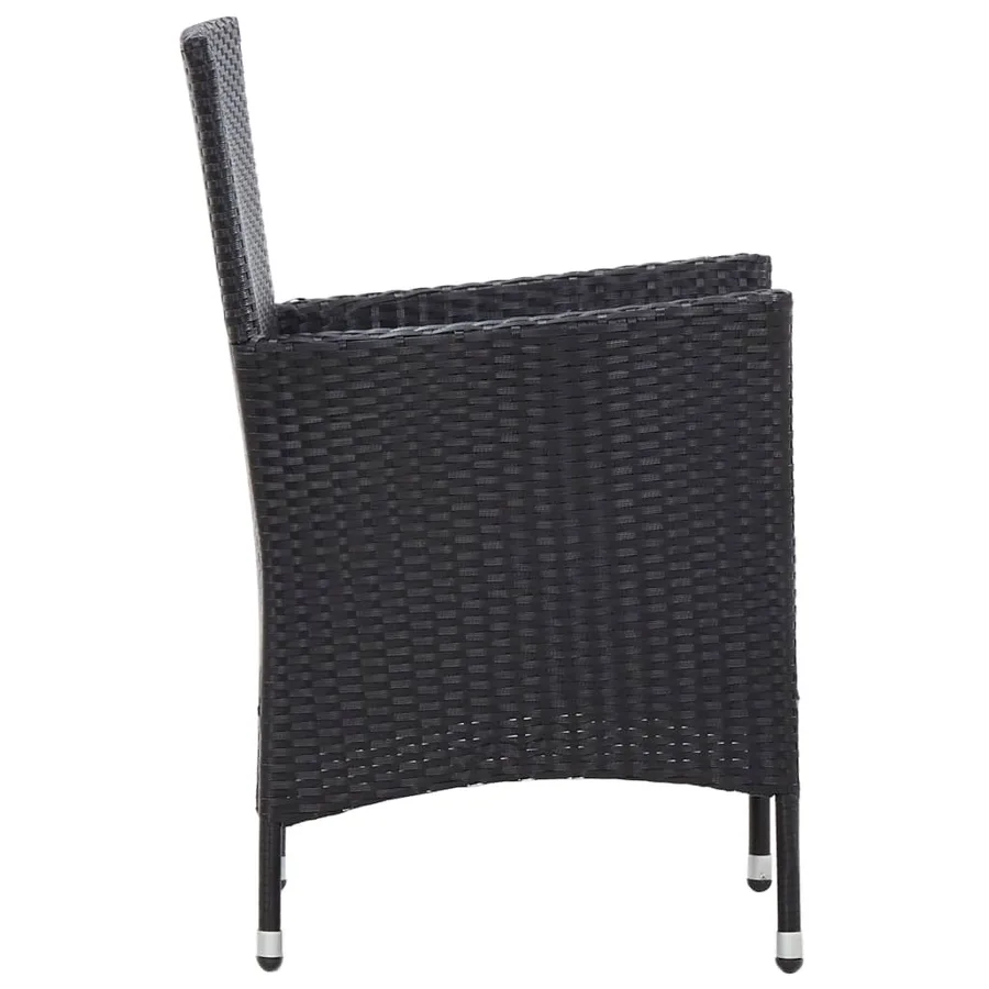 Salon de jardin 5 pcs avec coussins résine tressée noir - 8