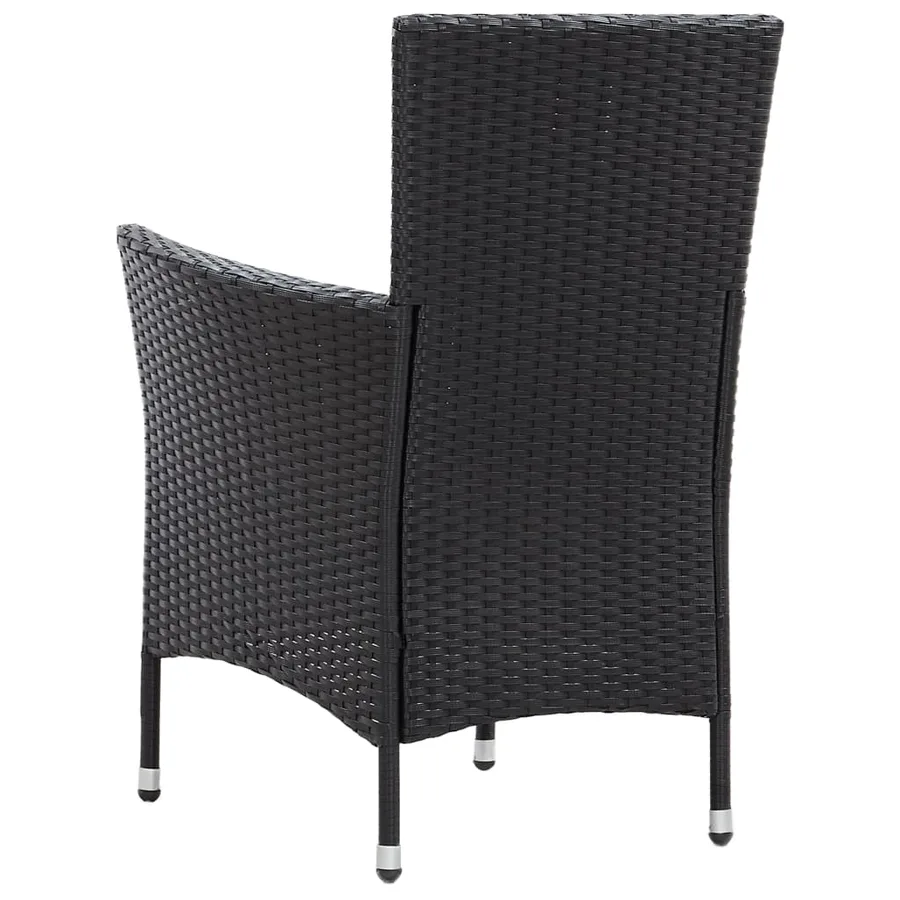 Salon de jardin 5 pcs avec coussins résine tressée noir - 9