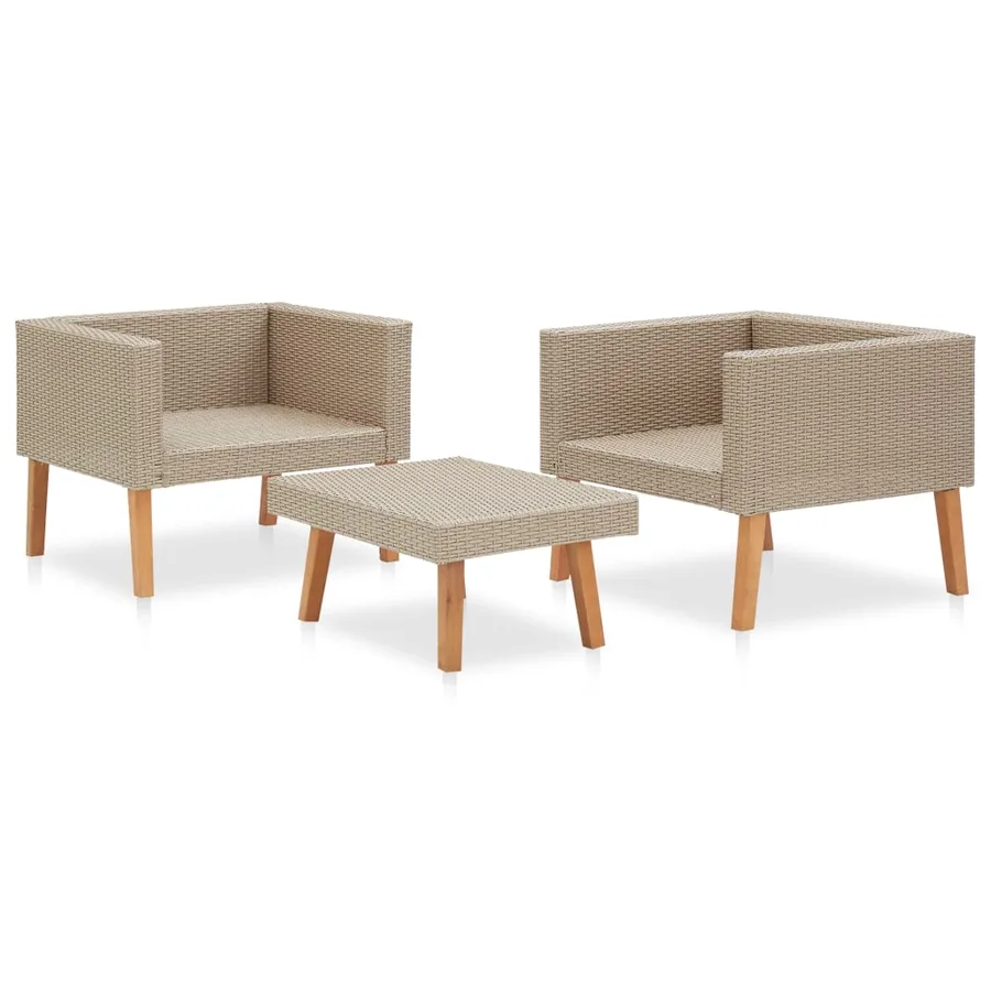Salon de jardin 3 pcs avec coussins Résine tressée Beige - 4