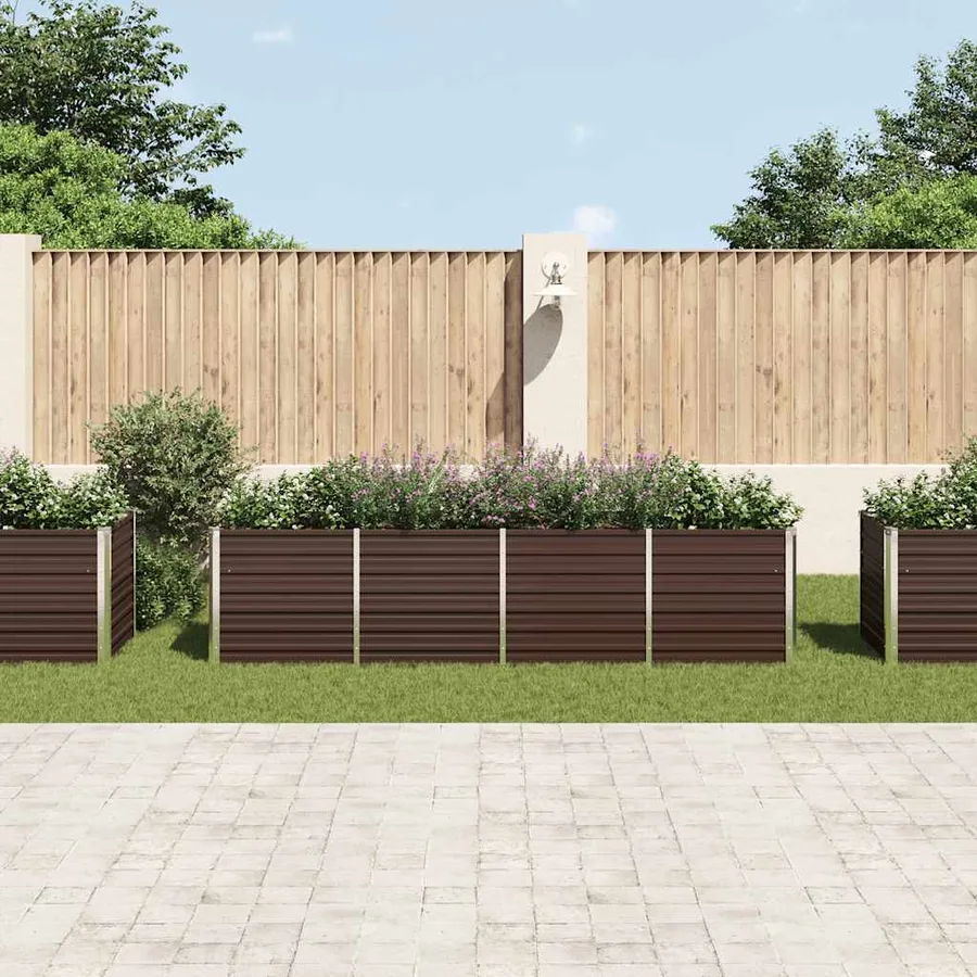 Lit surélevé de jardin Marron 320x80x77 cm Acier galvanisé - 3