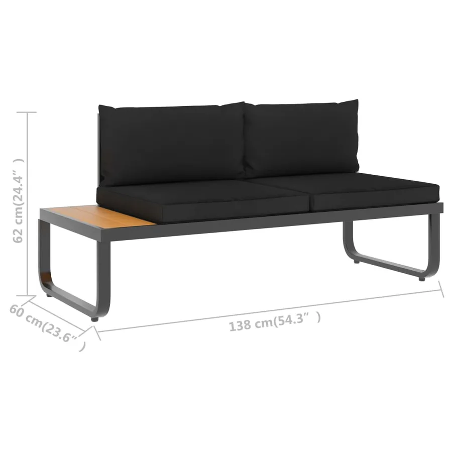 Canapé d'angle de jardin à 4 places avec coussins Aluminium WPC - 12
