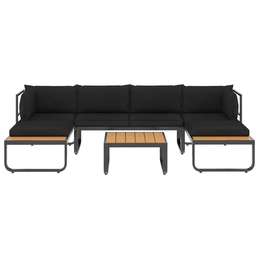Canapé d'angle de jardin à 4 places avec coussins Aluminium WPC - 3