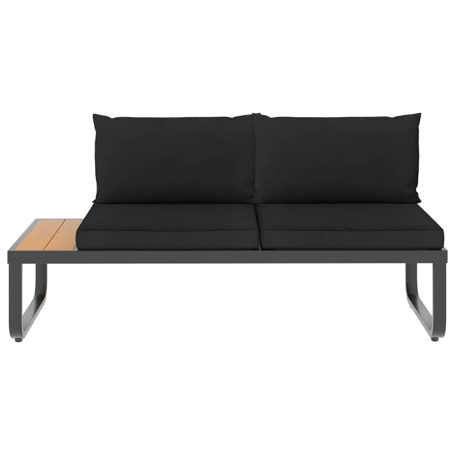 Canapé d'angle de jardin à 4 places avec coussins Aluminium WPC - 5