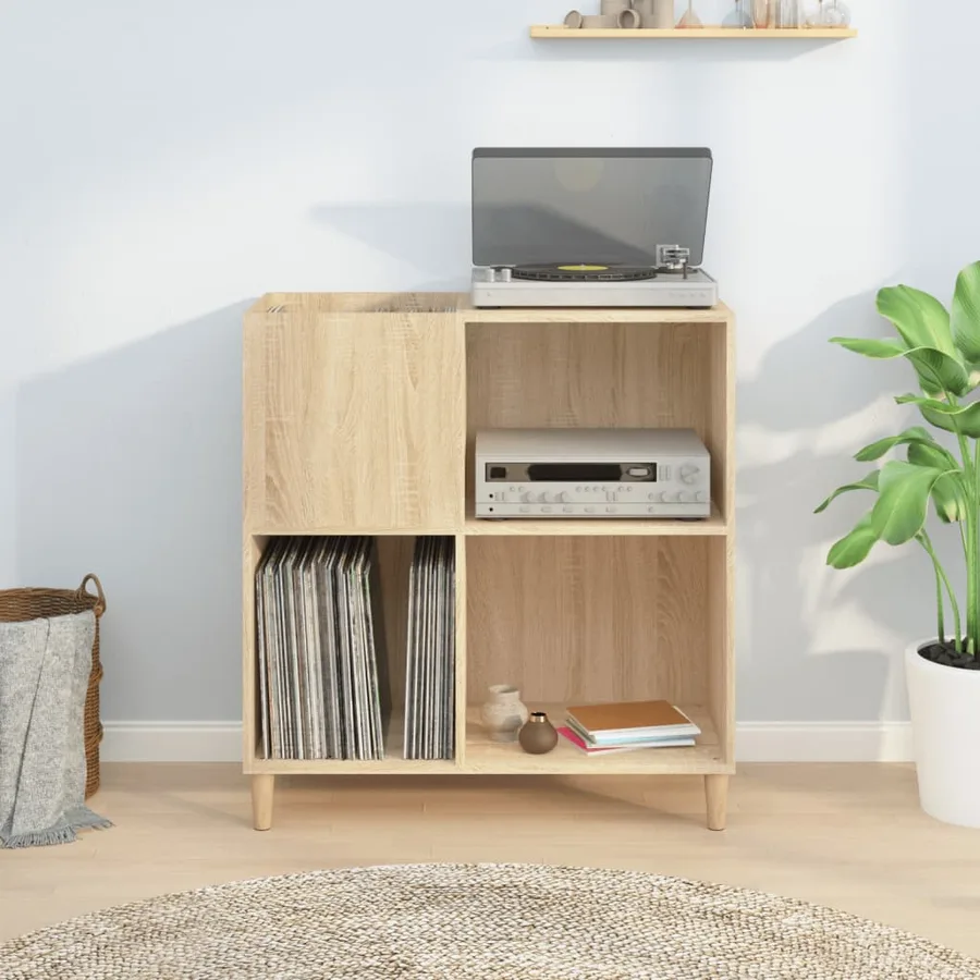 Armoire à disques chêne sonoma 84,5x38x89 cm bois d'ingénierie - 3