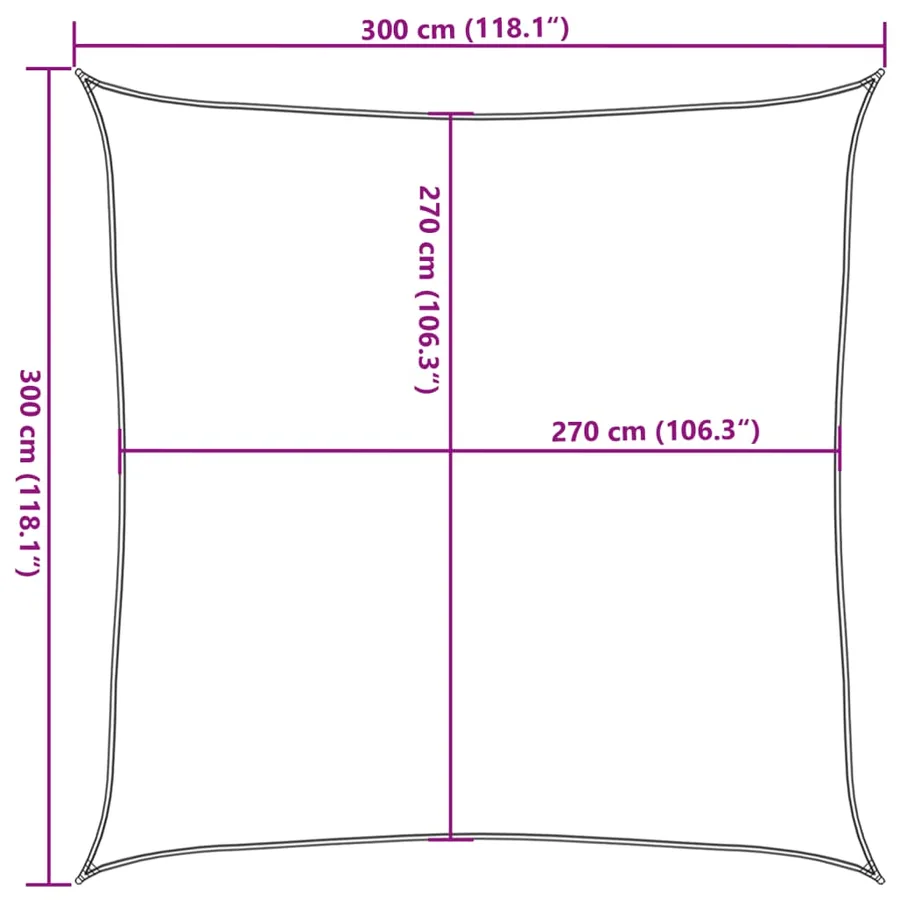 Voile d'ombrage 160 g/m² Noir 3x3 m PEHD - 10