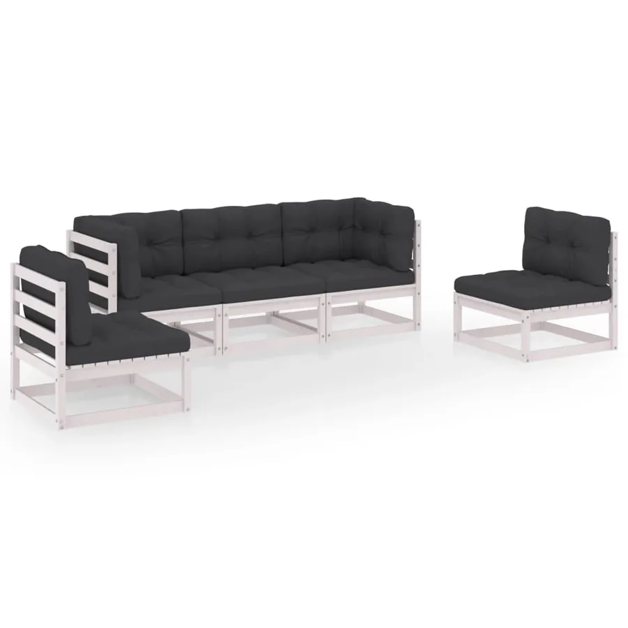 Salon de jardin 5 pcs avec coussins Bois de pin massif - 2