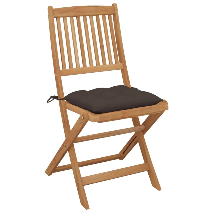 Chaises pliables de jardin lot de 6 avec coussins Bois d'acacia - 3