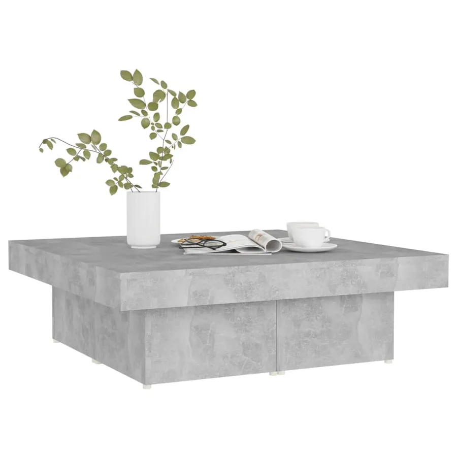 Table basse gris béton 90x90x28 cm bois d'ingénierie - 3