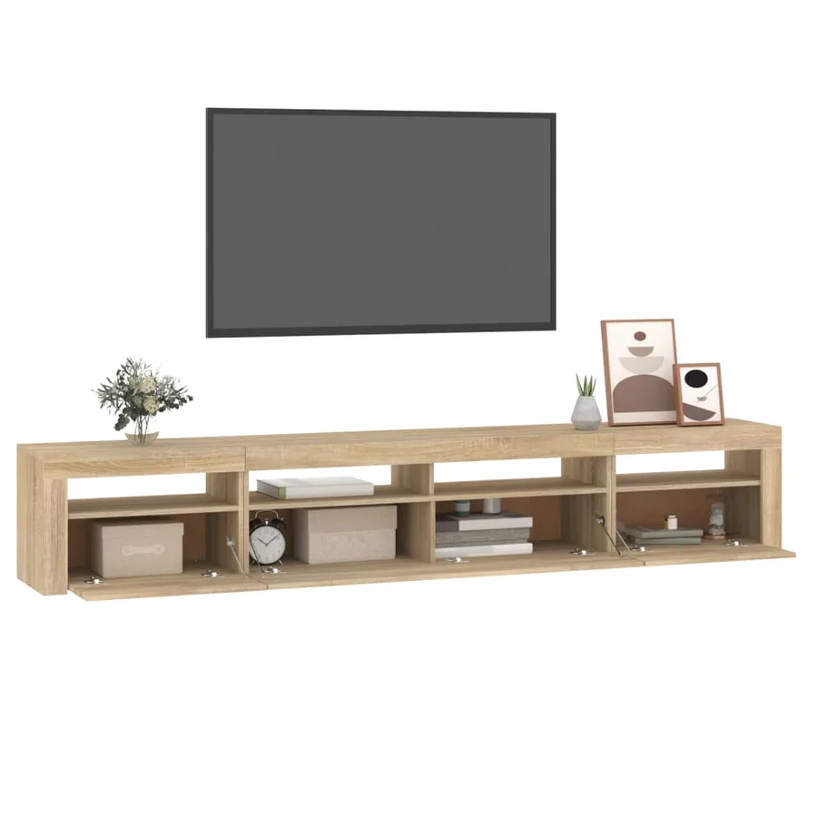 Meuble TV avec lumières LED Chêne sonoma 240x35x40 cm - 11