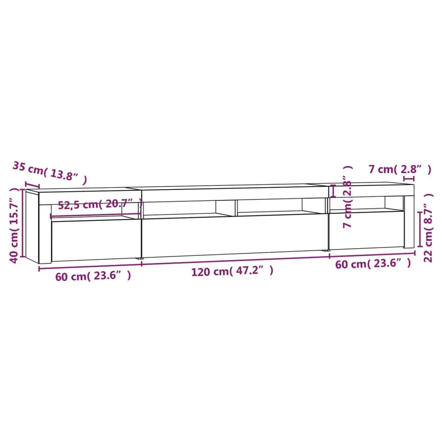 Meuble TV avec lumières LED Chêne sonoma 240x35x40 cm - 12