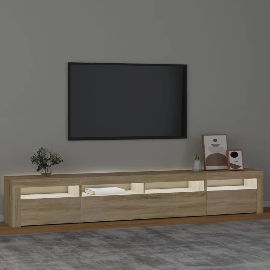 Meuble TV avec lumières LED Chêne sonoma 240x35x40 cm - 3