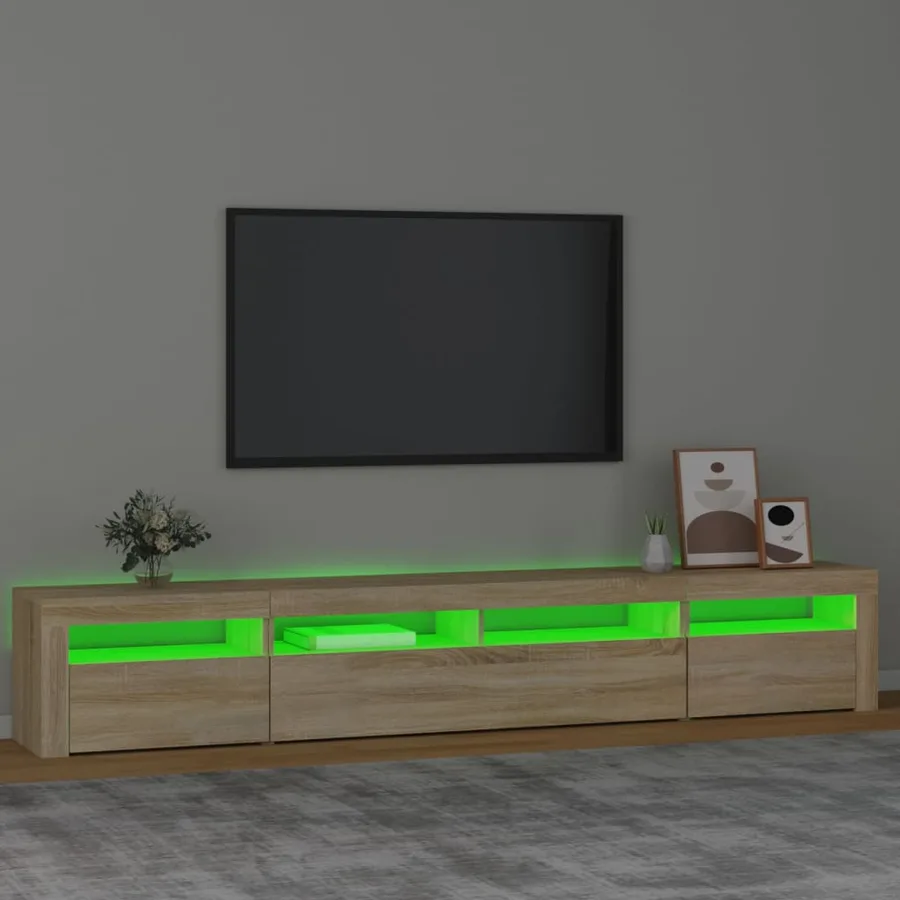 Meuble TV avec lumières LED Chêne sonoma 240x35x40 cm - 4