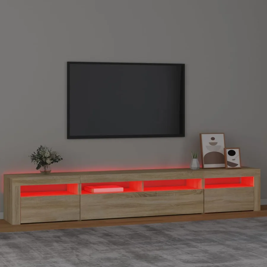 Meuble TV avec lumières LED Chêne sonoma 240x35x40 cm - 5