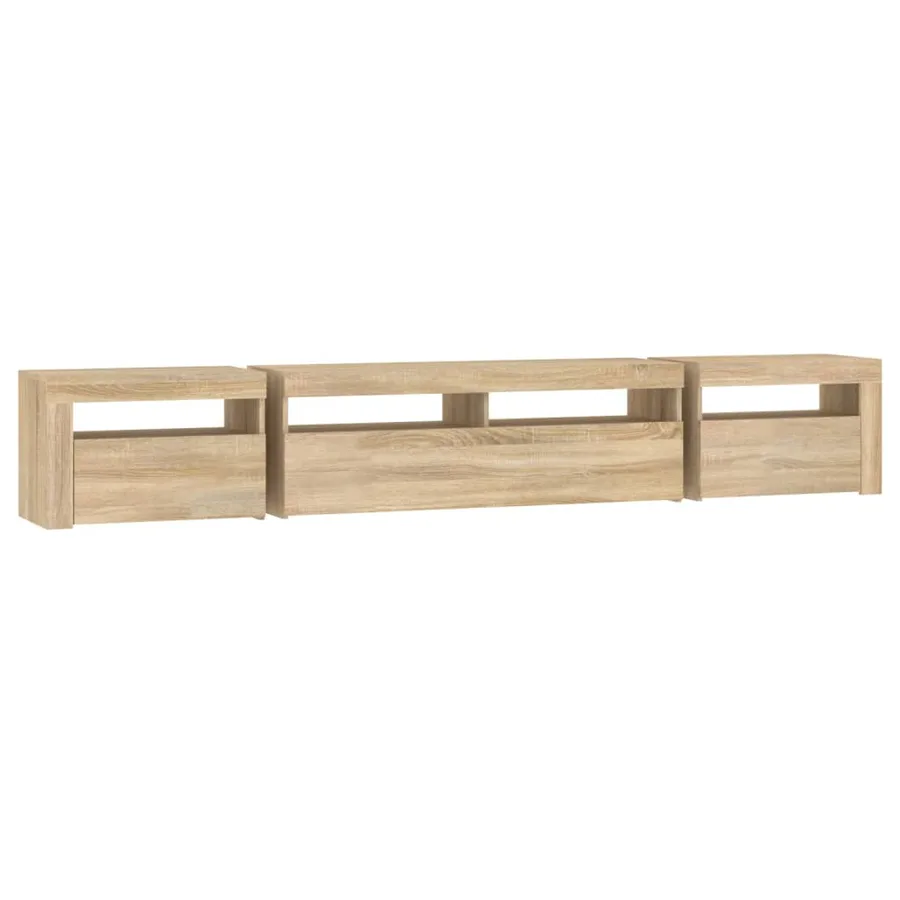 Meuble TV avec lumières LED Chêne sonoma 240x35x40 cm - 7