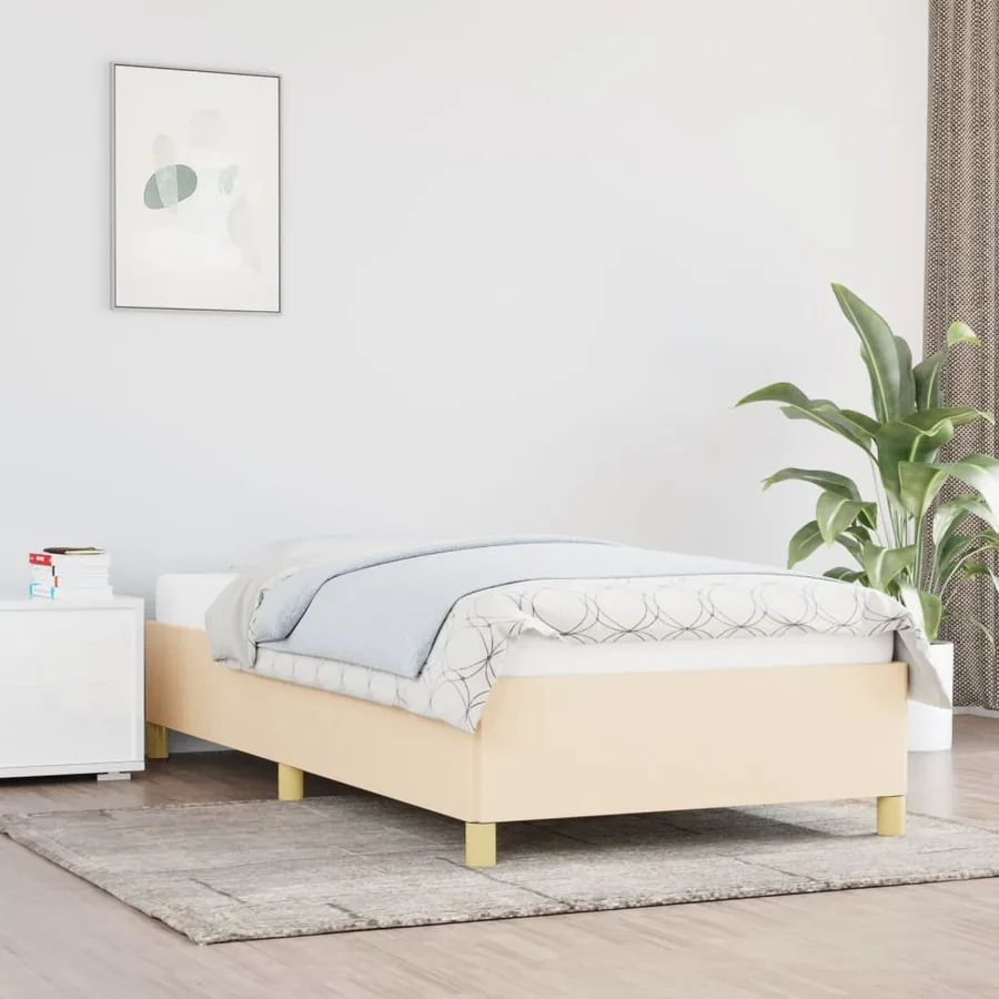 Cadre de lit sans matelas crème 90x190 cm tissu