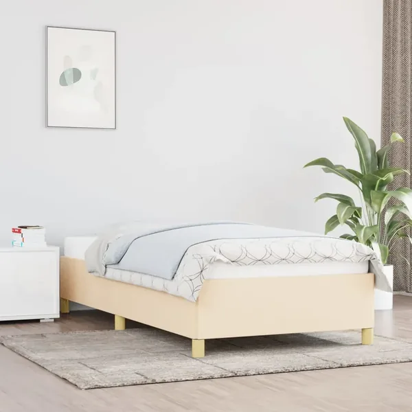 Cadre de lit sans matelas crème 90x190 cm tissu