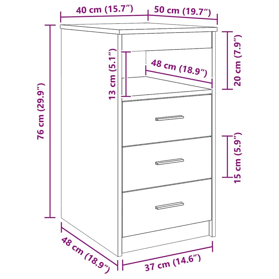 Armoire à tiroirs Chêne sonoma 40x50x76 cm Bois d'ingénierie - 6