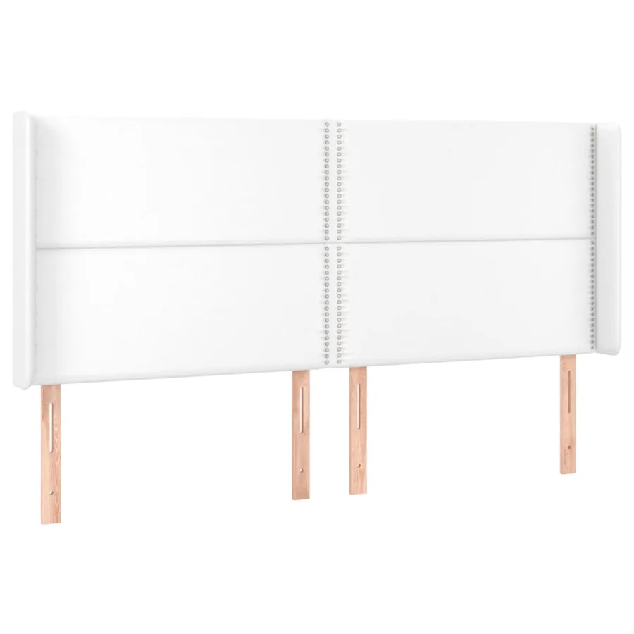 Tête de lit avec oreilles Blanc 203x16x118/128 cm Similicuir - 2