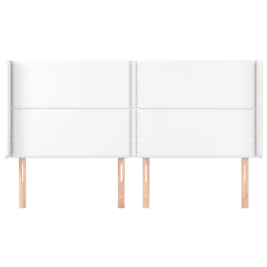 Tête de lit avec oreilles Blanc 203x16x118/128 cm Similicuir - 3