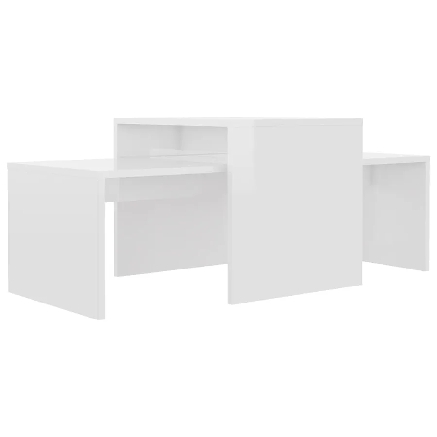 Ensemble de table basse Blanc brillant Bois d’ingénierie - 2